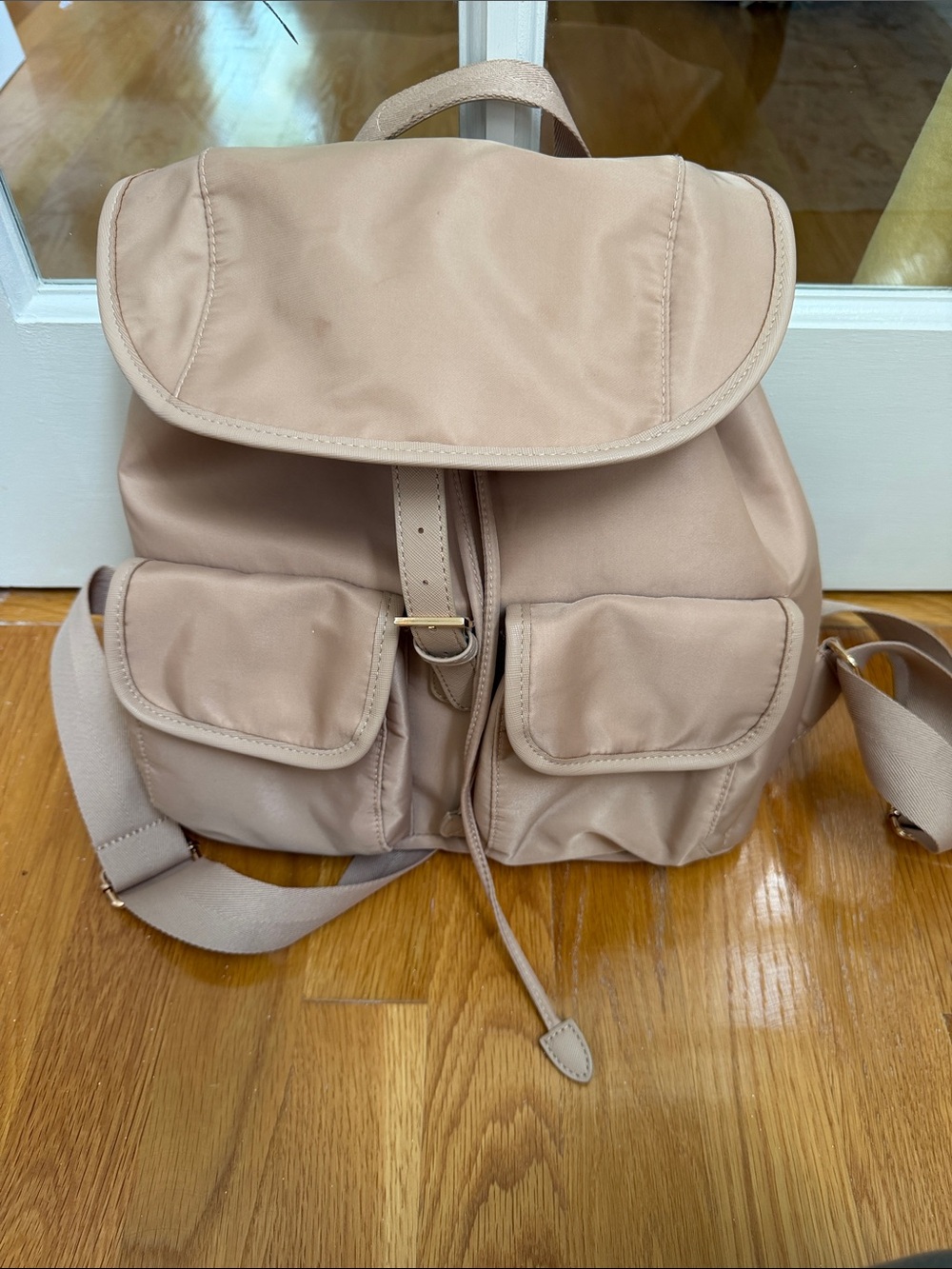 Year of Ours Light Beige Nylon Backpack with Front Pockets